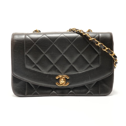 CHANEL Matelassé Diana 23 Lambskin Shoulder Bag black WS29082