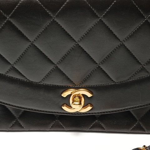 CHANEL Matelassé Diana 23 Lambskin Shoulder Bag black WS29082