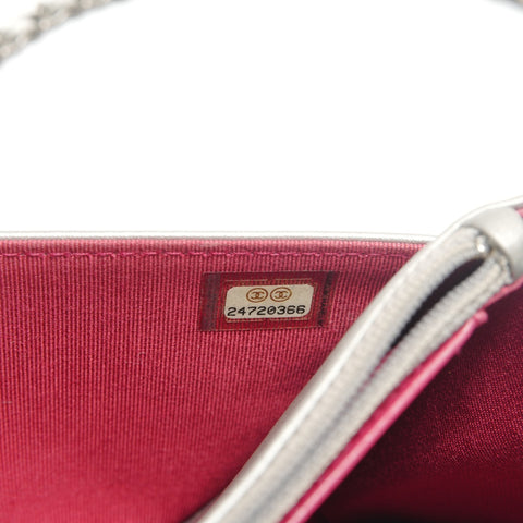 CHANEL Item No. 24: Matelass Lambskin Chain Wallet Shoulder Bag Silver WS29088
