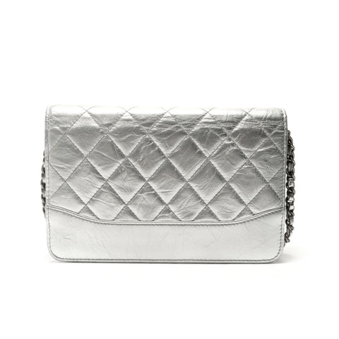 CHANEL Item No. 24: Matelass Lambskin Chain Wallet Shoulder Bag Silver WS29088