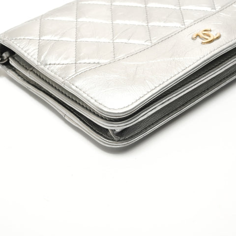 CHANEL Item No. 24: Matelass Lambskin Chain Wallet Shoulder Bag Silver WS29088