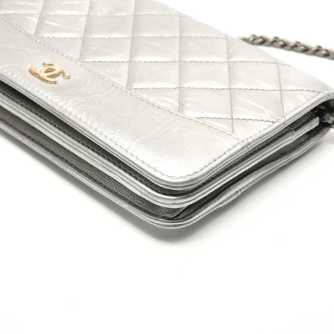CHANEL Item No. 24: Matelass Lambskin Chain Wallet Shoulder Bag Silver WS29088