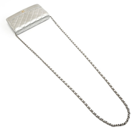 CHANEL Item No. 24: Matelass Lambskin Chain Wallet Shoulder Bag Silver WS29088