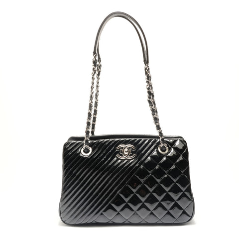 CHANEL Item #22: Cocoboy Patent Leather Shoulder Bag black WS29089