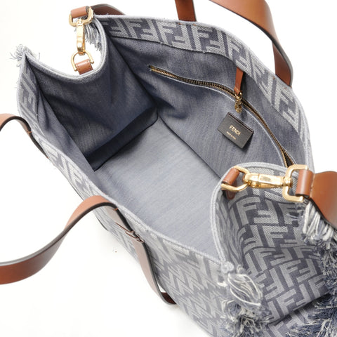 FENDI Denim Effect FF Jacquard Tote Bag gray WS29093
