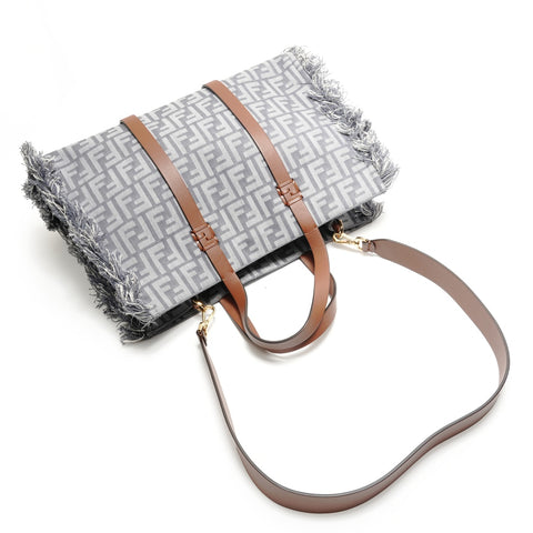 FENDI Denim Effect FF Jacquard Tote Bag gray WS29093