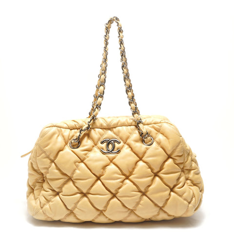 CHANEL Bubble Quilt ChainShoulder Shoulder Bag beige WS29104