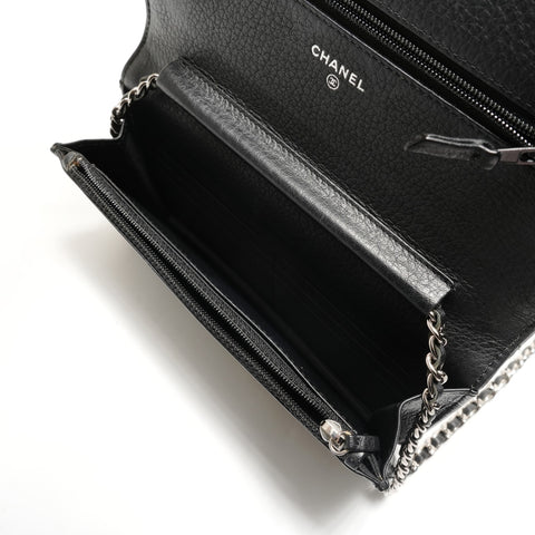 CHANEL Wild Stitch Chain Wallet Shoulder Bag black WS29105