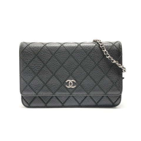 CHANEL Wild Stitch Chain Wallet Shoulder Bag black WS29105