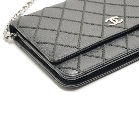 CHANEL Wild Stitch Chain Wallet Shoulder Bag black WS29105