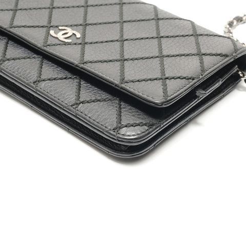 CHANEL Wild Stitch Chain Wallet Shoulder Bag black WS29105