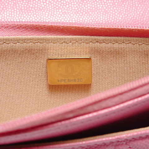 CHANEL Caviar-skin Matelasse Chain Wallet Shoulder Bag pink WS29106