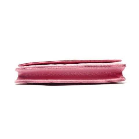 CHANEL Caviar-skin Matelasse Chain Wallet Shoulder Bag pink WS29106