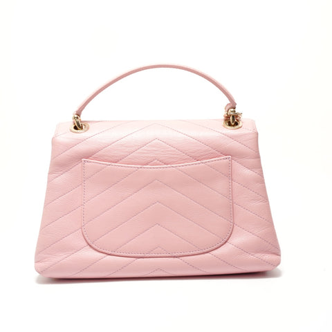 CHANEL V-stitch top handle 2-way bag Shoulder Bag pink WS29107