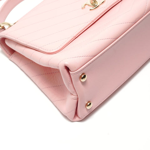 CHANEL V-stitch top handle 2-way bag Shoulder Bag pink WS29107