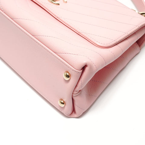 CHANEL V-stitch top handle 2-way bag Shoulder Bag pink WS29107