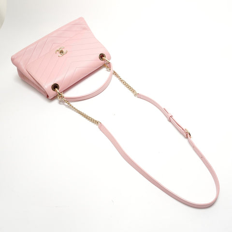 CHANEL V-stitch top handle 2-way bag Shoulder Bag pink WS29107