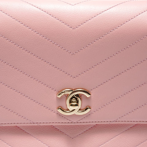 CHANEL V-stitch top handle 2-way bag Shoulder Bag pink WS29107