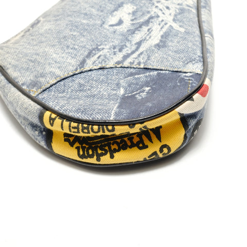 Christian Dior Denim print saddlebag Shoulder Bag blue WS29112