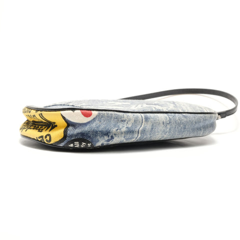 Christian Dior Denim print saddlebag Shoulder Bag blue WS29112