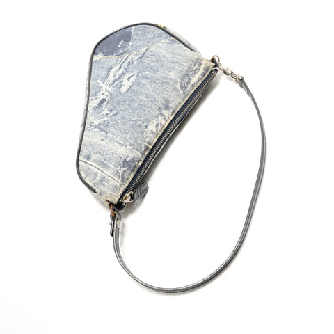 Christian Dior Denim print saddlebag Shoulder Bag blue WS29112