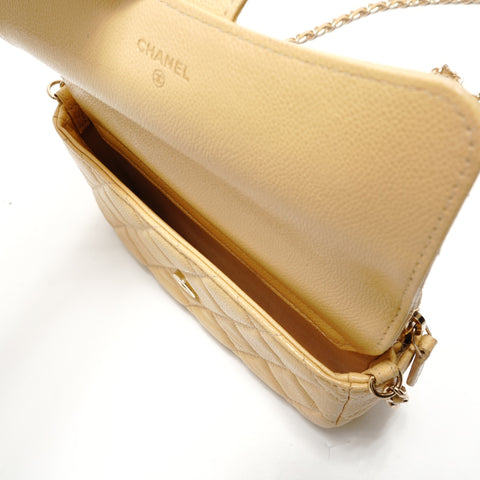 CHANEL Caviar Matelass Chain Shoulder Shoulder Bag yellow WS29120