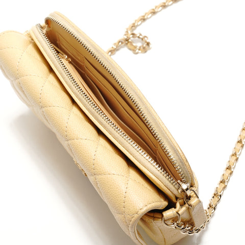 CHANEL Caviar Matelass Chain Shoulder Shoulder Bag yellow WS29120