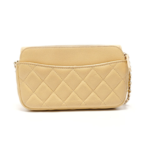 CHANEL Caviar Matelass Chain Shoulder Shoulder Bag yellow WS29120