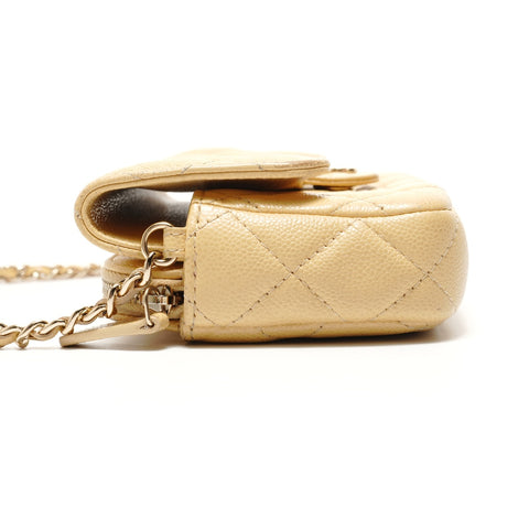 CHANEL Caviar Matelass Chain Shoulder Shoulder Bag yellow WS29120