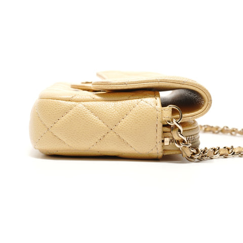 CHANEL Caviar Matelass Chain Shoulder Shoulder Bag yellow WS29120
