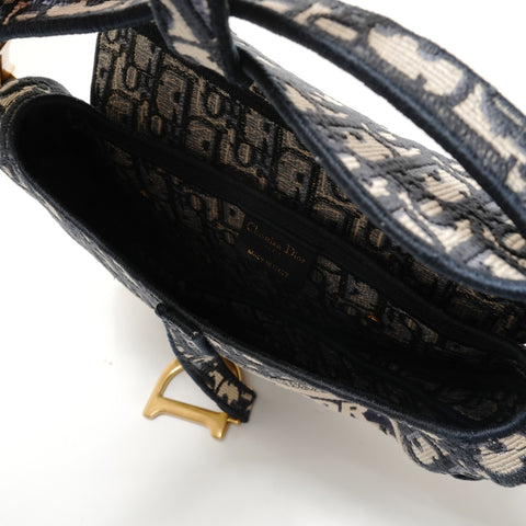 Christian Dior Canvas Saddlebag Shoulder Bag Navy WS29122