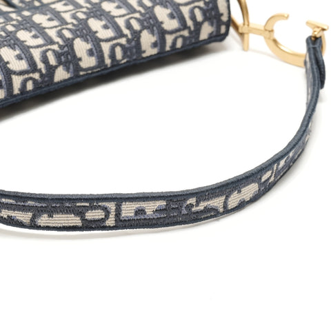 Christian Dior Canvas Saddlebag Shoulder Bag Navy WS29122