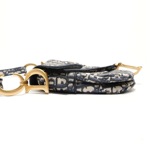 Christian Dior Canvas Saddlebag Shoulder Bag Navy WS29122