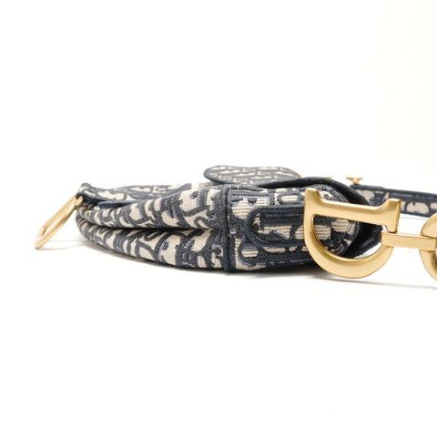 Christian Dior Canvas Saddlebag Shoulder Bag Navy WS29122