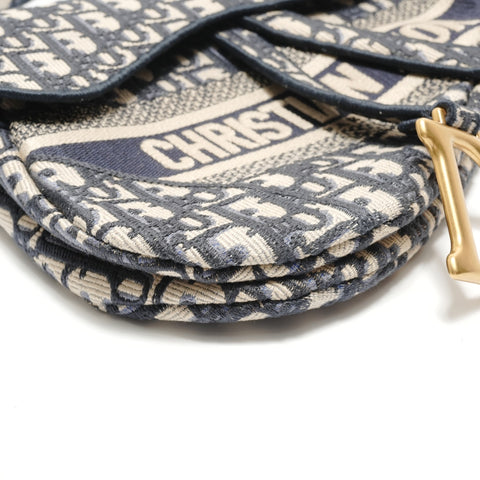 Christian Dior Canvas Saddlebag Shoulder Bag Navy WS29122
