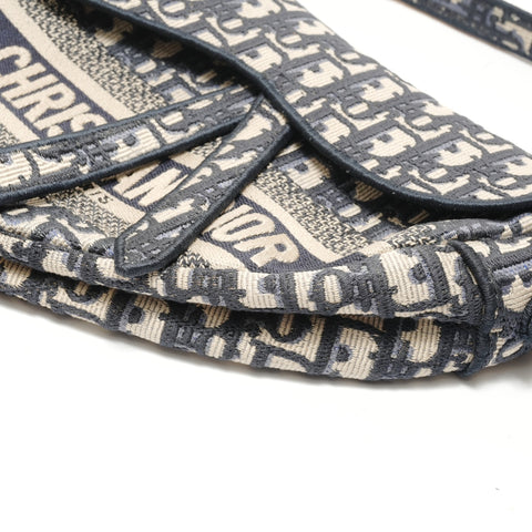 Christian Dior Canvas Saddlebag Shoulder Bag Navy WS29122