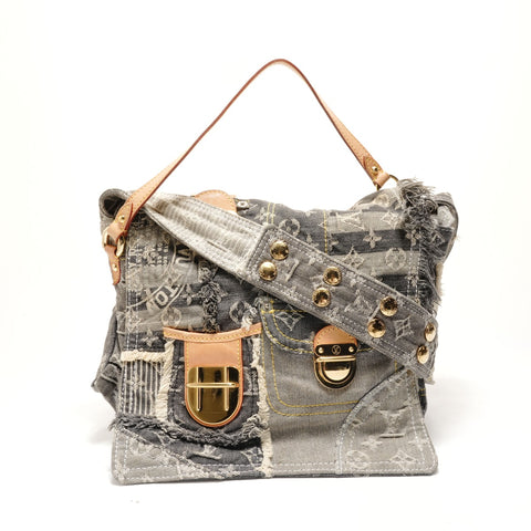 LOUIS VUITTON 2007 Patchwork Posty Monogram Denim Shoulder Bag gray WS29124