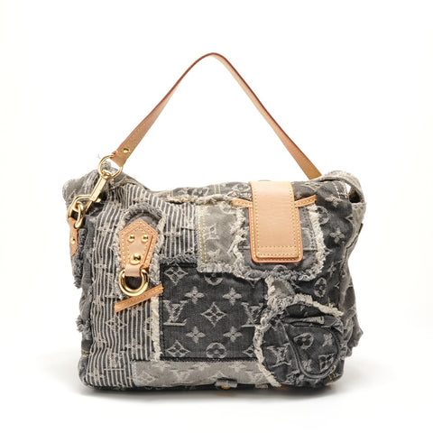 LOUIS VUITTON 2007 Patchwork Posty Monogram Denim Shoulder Bag gray WS29124