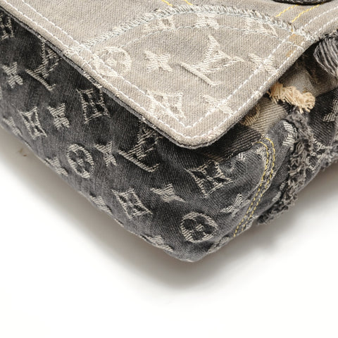 LOUIS VUITTON 2007 Patchwork Posty Monogram Denim Shoulder Bag gray WS29124