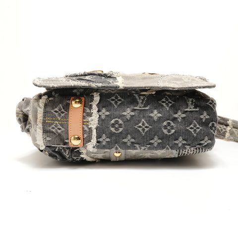 LOUIS VUITTON 2007 Patchwork Posty Monogram Denim Shoulder Bag gray WS29124