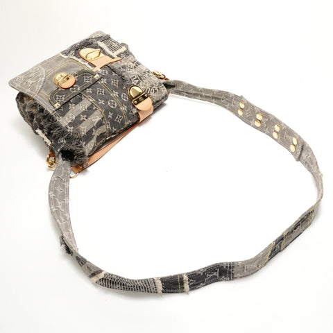 LOUIS VUITTON 2007 Patchwork Posty Monogram Denim Shoulder Bag gray WS29124