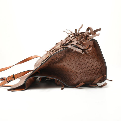 BOTTEGAVENETA INTRECCIATO Fringe Shoulder Bag Brown WS29129