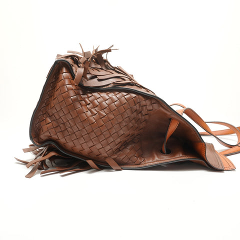 BOTTEGAVENETA INTRECCIATO Fringe Shoulder Bag Brown WS29129