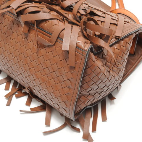 BOTTEGAVENETA INTRECCIATO Fringe Shoulder Bag Brown WS29129