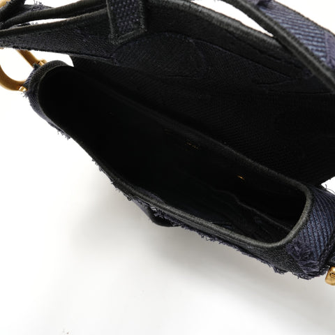 Christian Dior Saddlebag Jacquard Shoulder Bag Navy WS29133