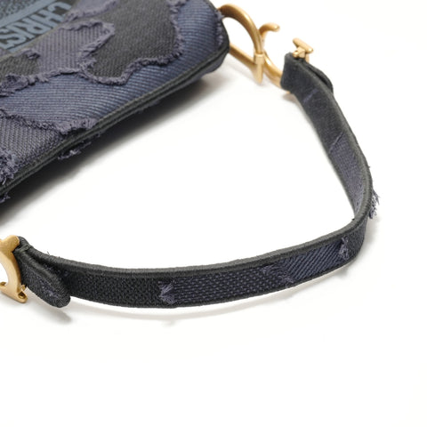 Christian Dior Saddlebag Jacquard Shoulder Bag Navy WS29133