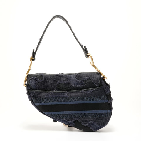 Christian Dior Saddlebag Jacquard Shoulder Bag Navy WS29133