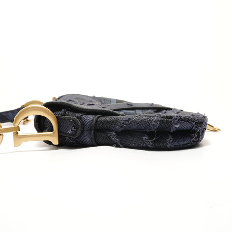 Christian Dior Saddlebag Jacquard Shoulder Bag Navy WS29133