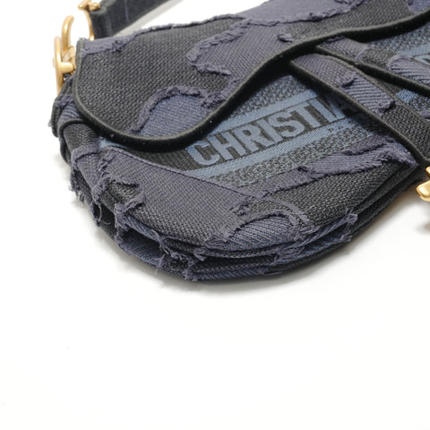 Christian Dior Saddlebag Jacquard Shoulder Bag Navy WS29133
