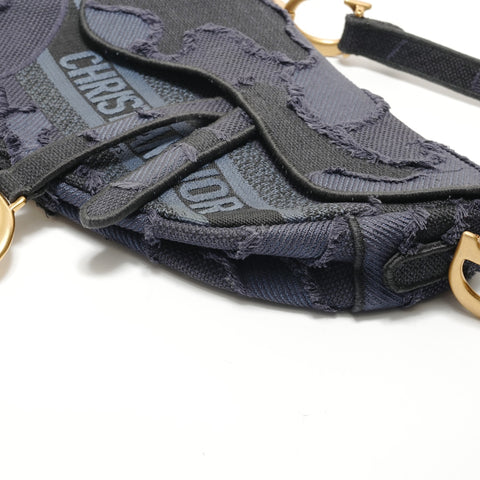 Christian Dior Saddlebag Jacquard Shoulder Bag Navy WS29133